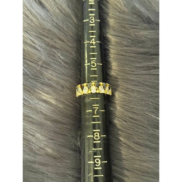 925 Gold Vermeil Alternating Black/White Cz Ring - Picture 11 of 11